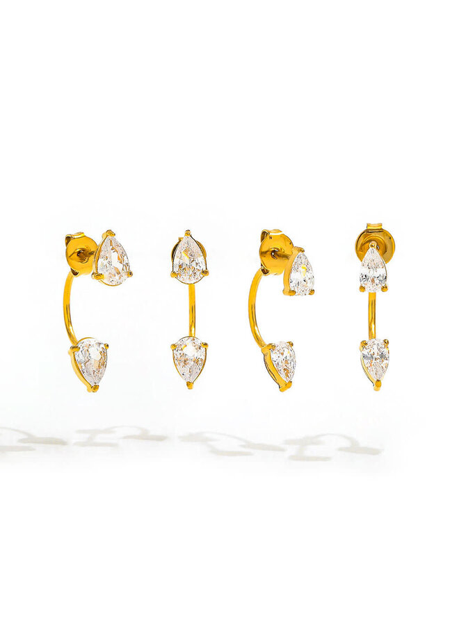 AMANDA 18KGP WATERDROP HOOP EARRINGS