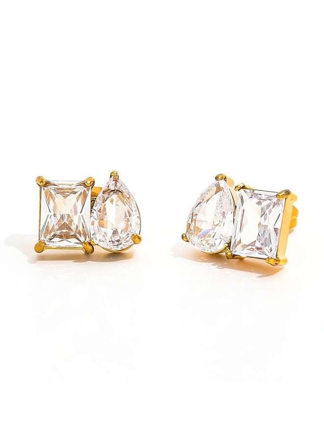 ASA 18KGP DOUBLE STUD EARRINGS