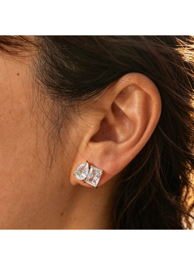 ASA 18KGP DOUBLE STUD EARRINGS