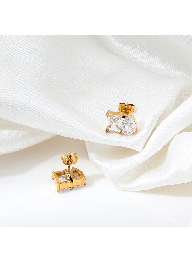 ASA 18KGP DOUBLE STUD EARRINGS