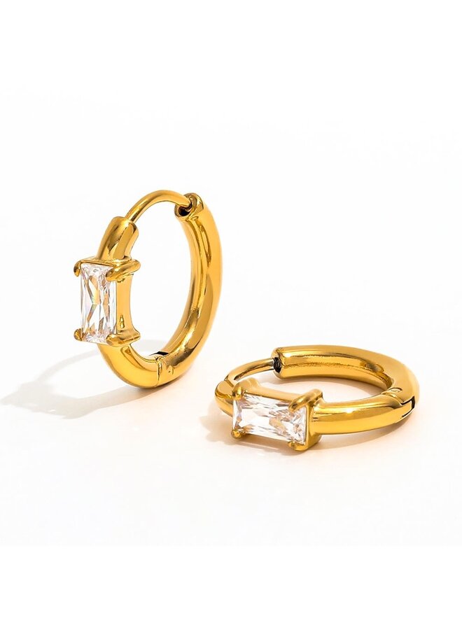EMMELINE  18KGP HUGGIE HOOP EARRINGS