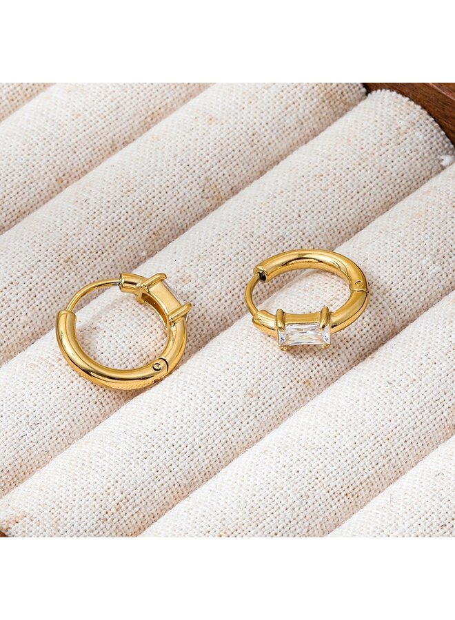 EMMELINE  18KGP HUGGIE HOOP EARRINGS