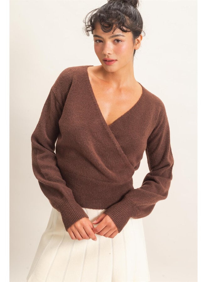 SIMPLY YOU LONG SLEEVE TOP-DARK BROWN