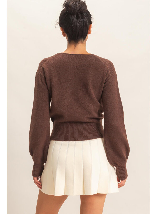 SIMPLY YOU LONG SLEEVE TOP-DARK BROWN