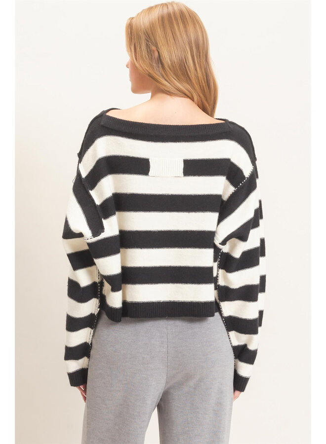 A LOVE FOR STRIPES TOP-BLACK
