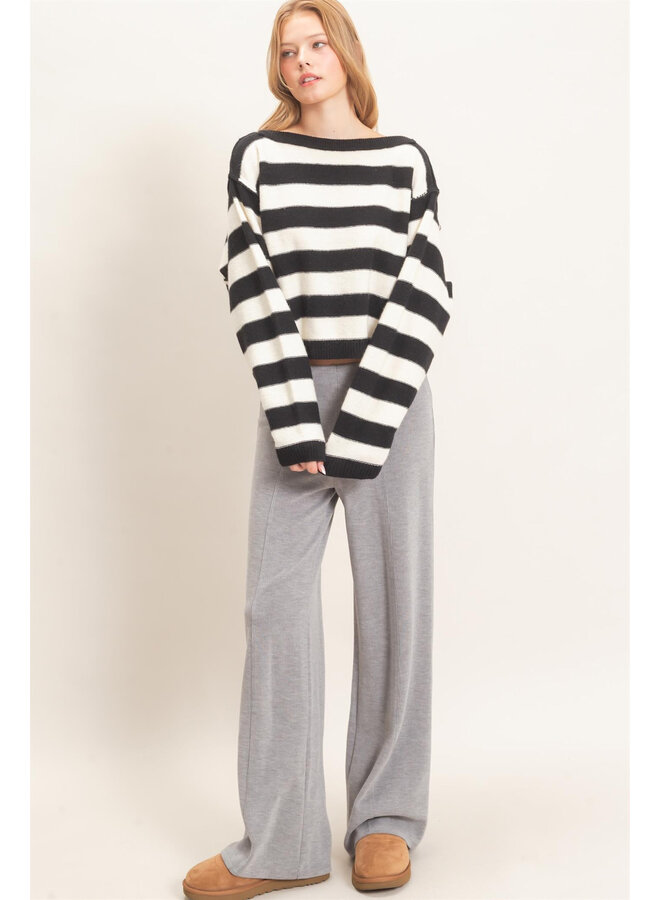 A LOVE FOR STRIPES TOP-BLACK