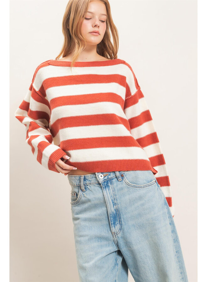 A LOVE FOR STRIPES TOP-RUST