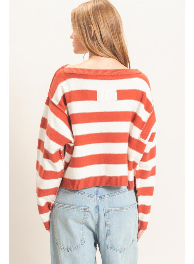 A LOVE FOR STRIPES TOP-RUST