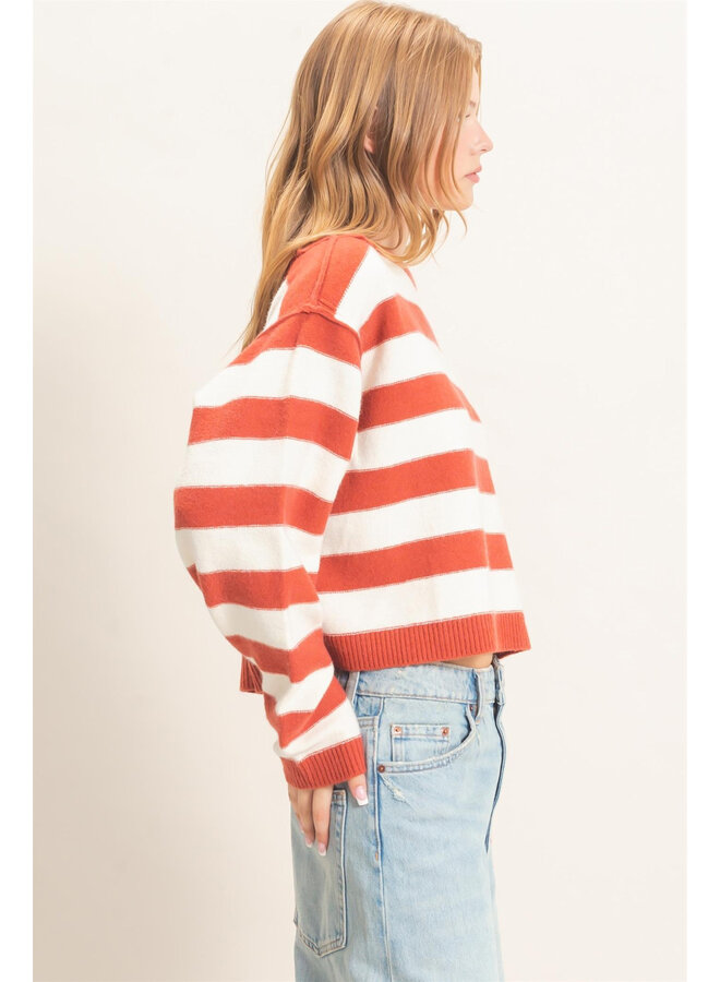 A LOVE FOR STRIPES TOP-RUST