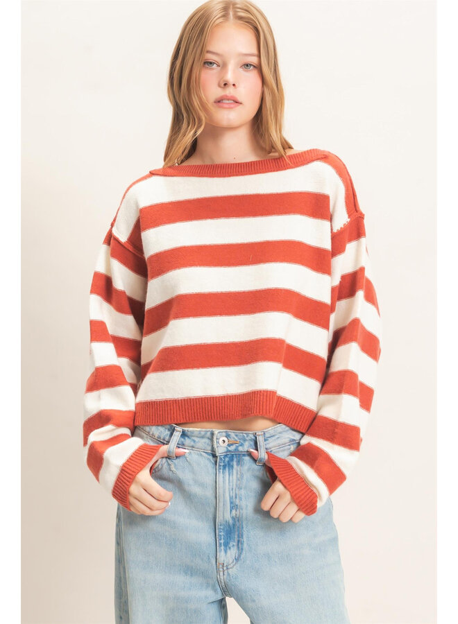 A LOVE FOR STRIPES TOP-RUST