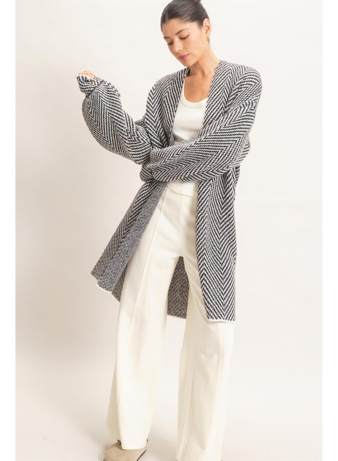 CALL IT COZY OPEN-FRONT CARDIGAN-BLACK