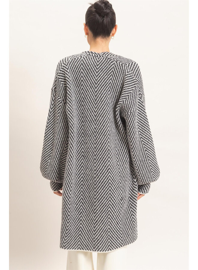 CALL IT COZY OPEN-FRONT CARDIGAN-BLACK