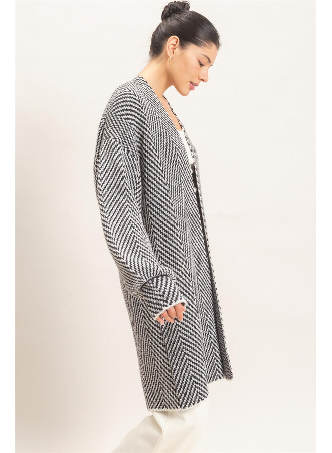 CALL IT COZY OPEN-FRONT CARDIGAN-BLACK