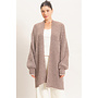 CALL IT COZY OPEN-FRONT CARDIGAN-BROWN