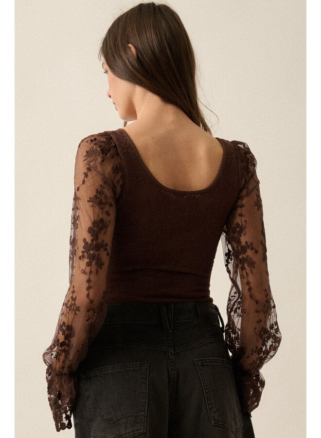 IT POINTS TO ME BODYSUIT-BROWN