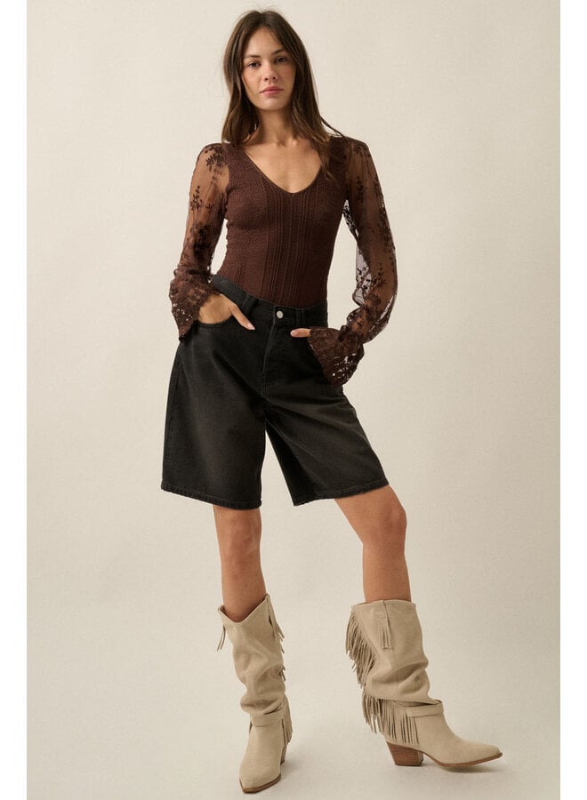 IT POINTS TO ME BODYSUIT-BROWN