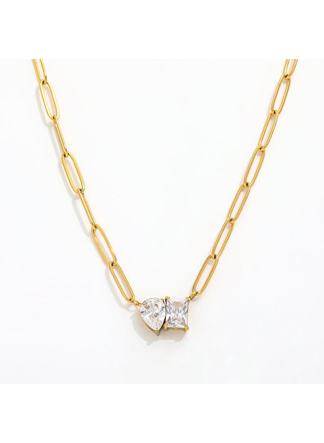 NAOMI 18KGP DOUBLE PENDANT NECKLACE