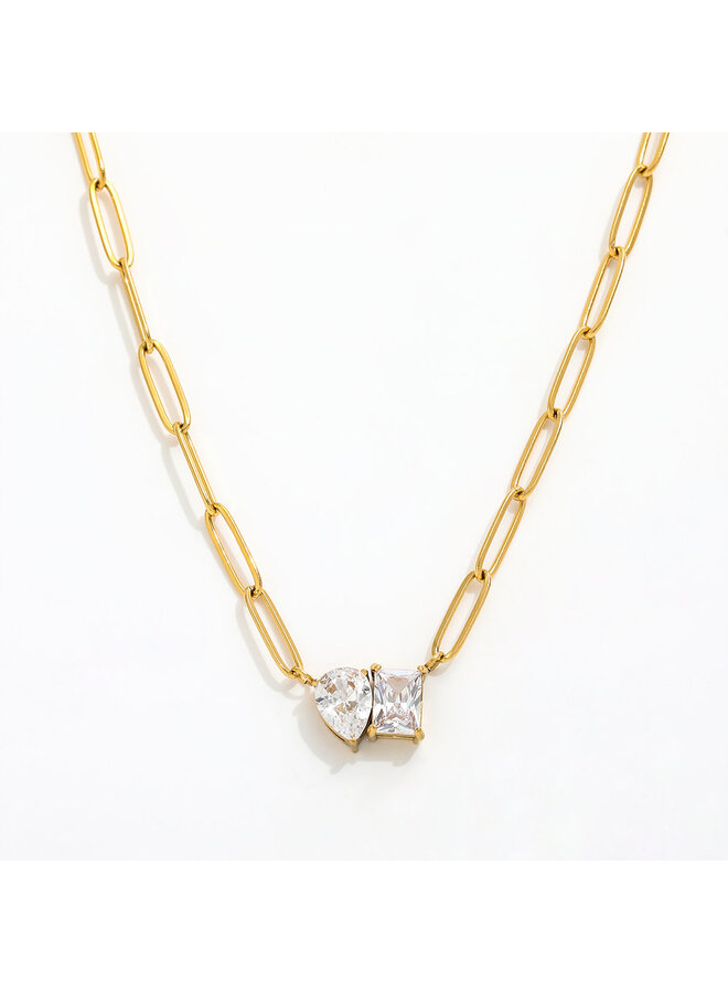 NAOMI 18KGP DOUBLE PENDANT NECKLACE