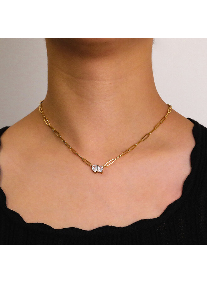 NAOMI 18KGP DOUBLE PENDANT NECKLACE