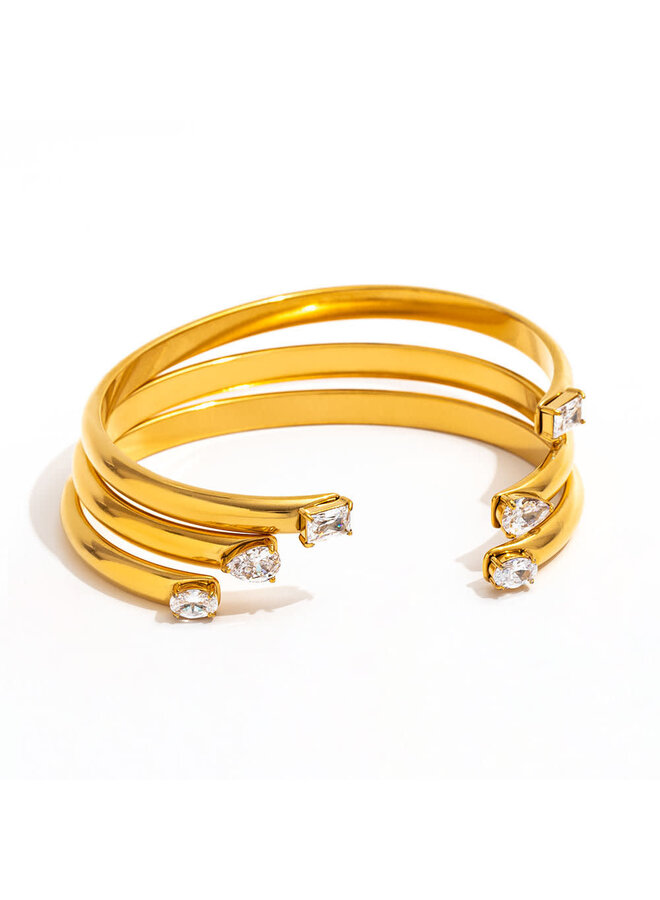 BEA 18KGP OVAL ZIRCONIA CUFF BRACELET