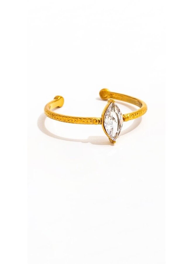 REBECCA 18KGP ADJUSTABLE OVAL ZIRCONIA RING