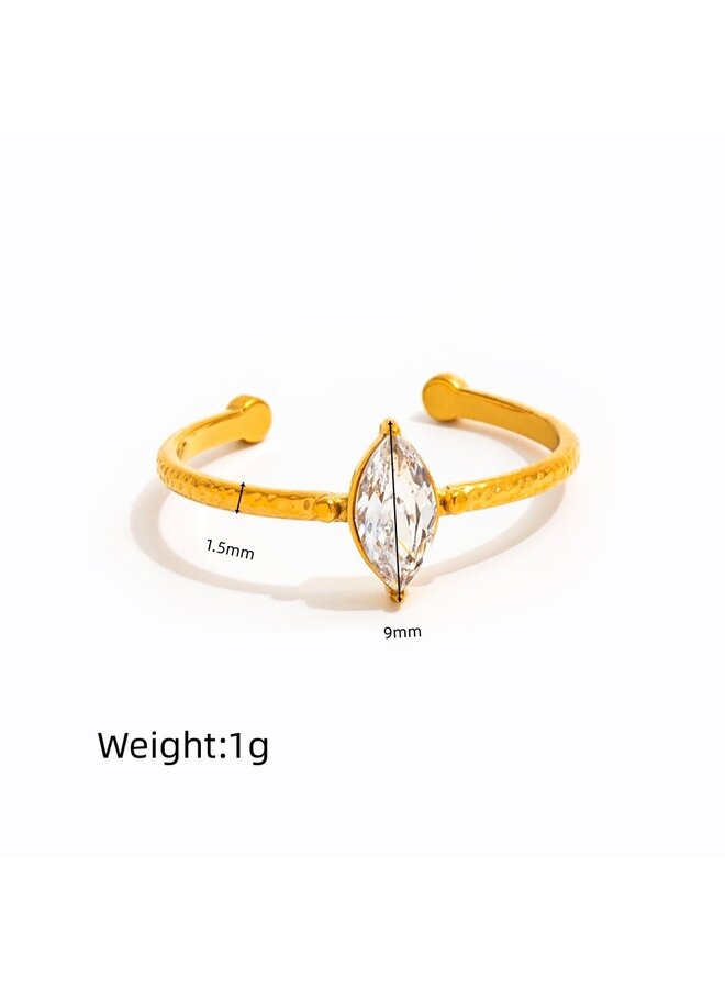 REBECCA 18KGP ADJUSTABLE OVAL ZIRCONIA RING
