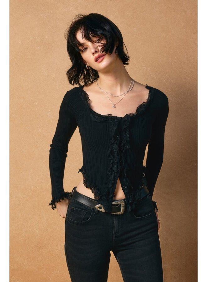 BLOOMING BEAUTY BUTTON DOWN KNIT TOP