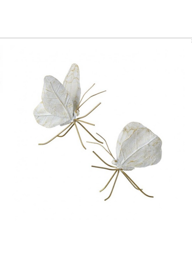 5" RESIN/METAL BUTTERFLY DECOR-IVORY/GOLD