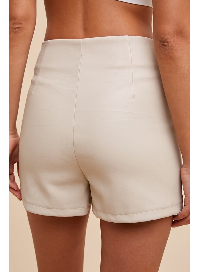 WHAT HAPPENS IN VEGAS LEATHER SKORT-STONE