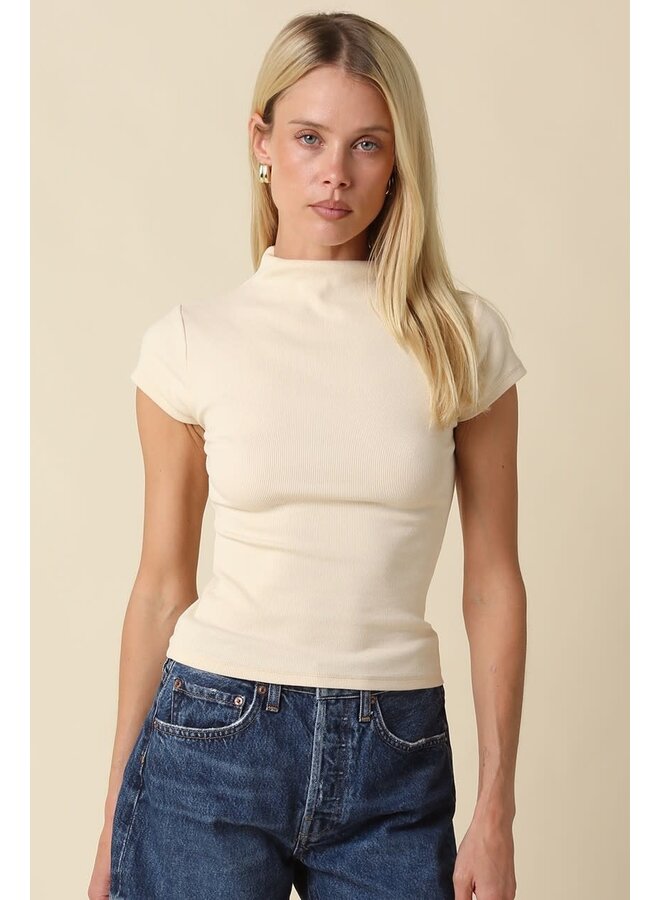 NOT SO BASIC MOCK NECK KNIT TOP-ECRU