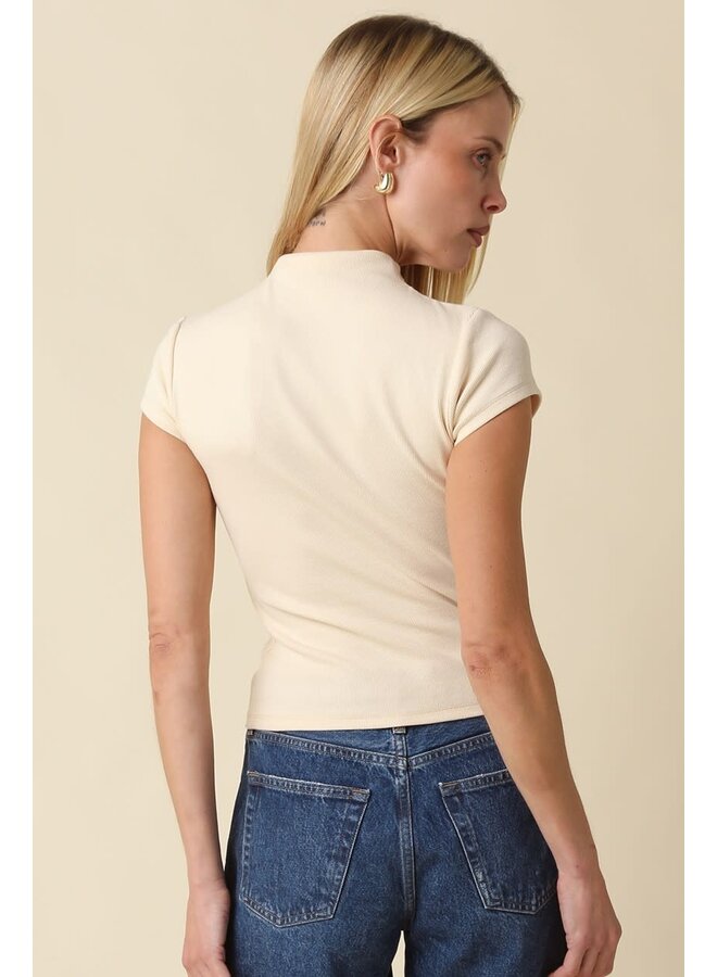 NOT SO BASIC MOCK NECK KNIT TOP-ECRU