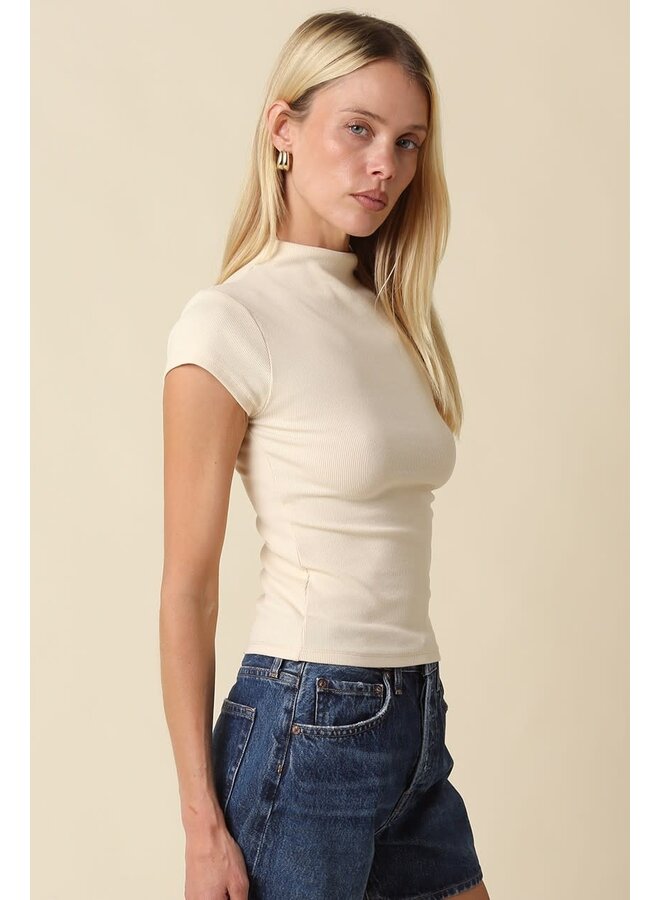 NOT SO BASIC MOCK NECK KNIT TOP-ECRU