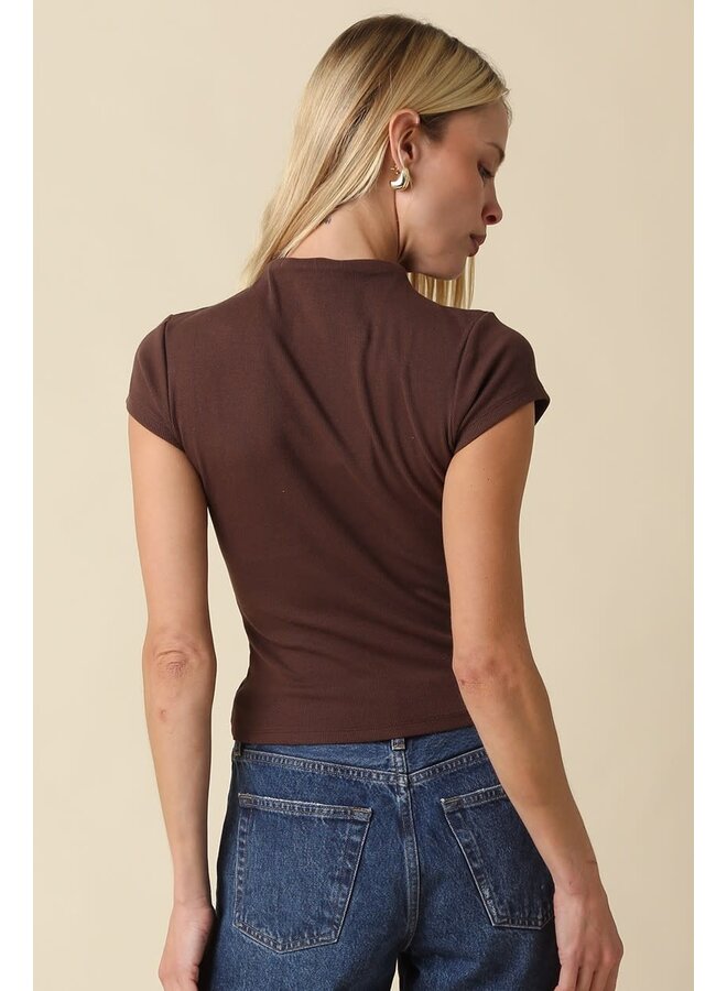 NOT SO BASIC MOCK NECK KNIT TOP-BROWN