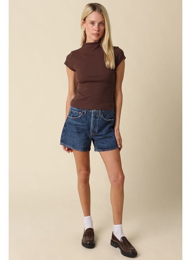 NOT SO BASIC MOCK NECK KNIT TOP-BROWN