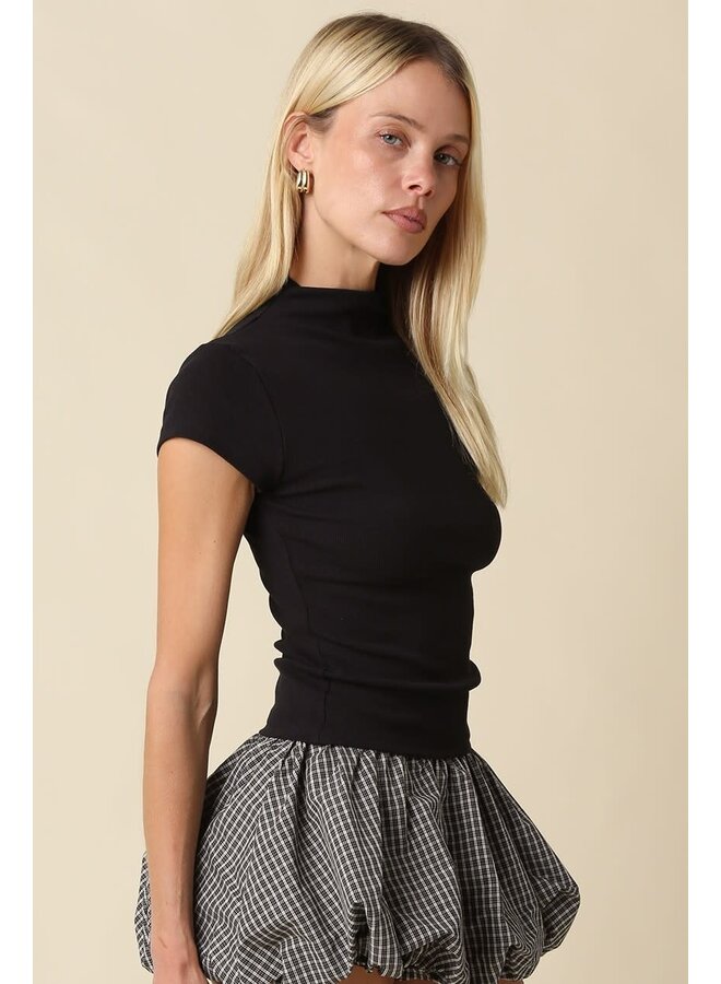 NOT SO BASIC MOCK NECK KNIT TOP-BLACK