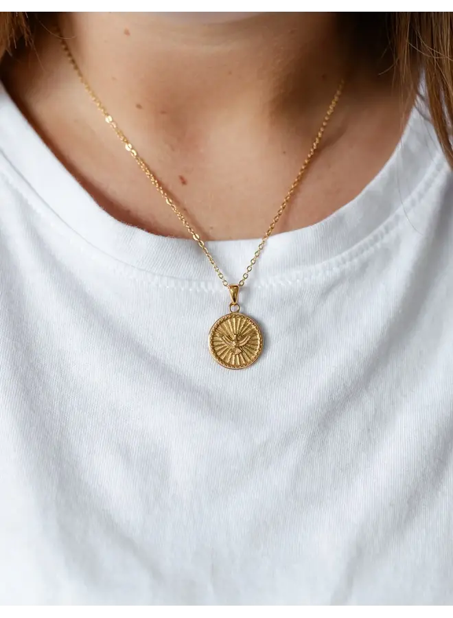 DOVE COIN 18KGP NECKLACE