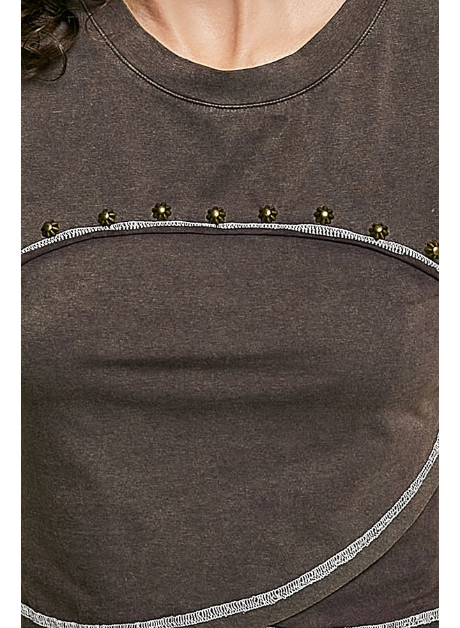 THE DAISY DETAIL CROP TOP-BROWN