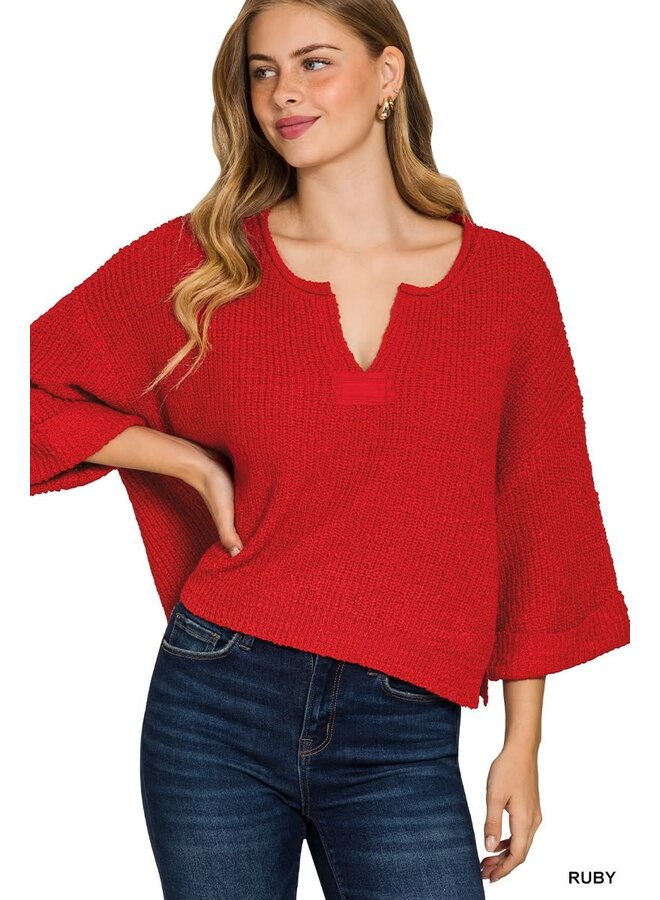 SOFT KNIT ENERGY CROPPED TOP-RUBY