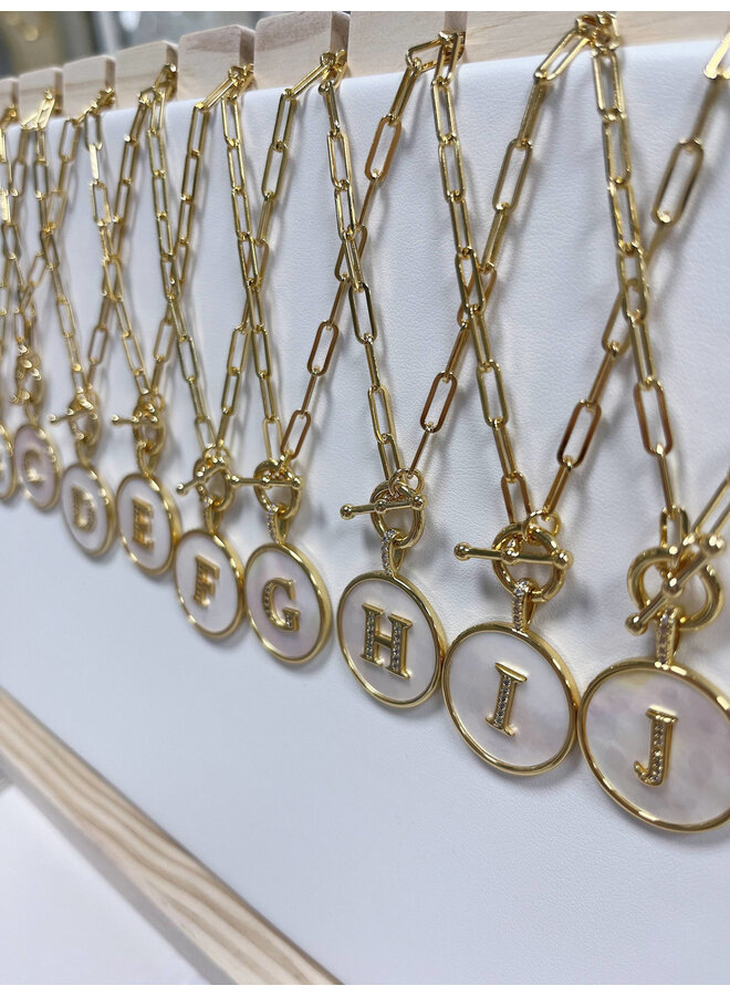 NINA 18KGP INITIAL COIN NECKLACE