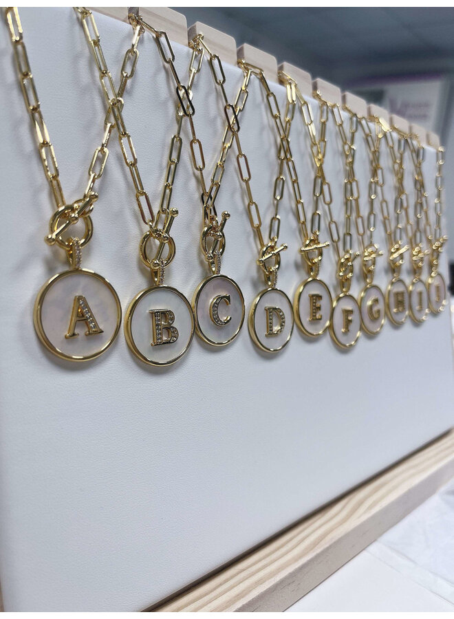 NINA 18KGP INITIAL COIN NECKLACE
