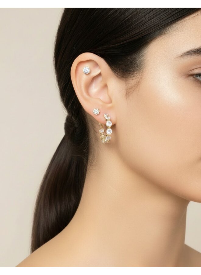 ELEANOR 18KGP C-SHAPE STUD EARRINGS