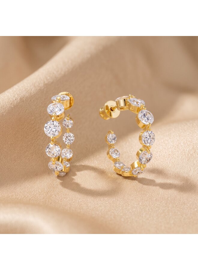 ELEANOR 18KGP C-SHAPE STUD EARRINGS