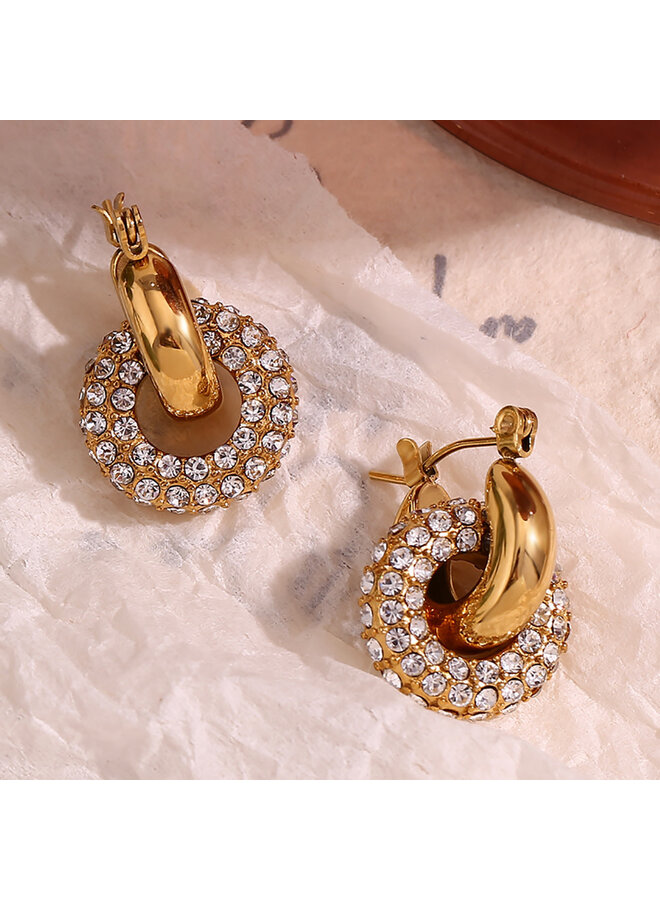 ANNETTE 18KGP DONUT HOOP HUGGIE EARRINGS