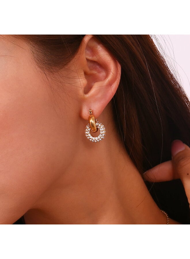 ANNETTE 18KGP DONUT HOOP HUGGIE EARRINGS