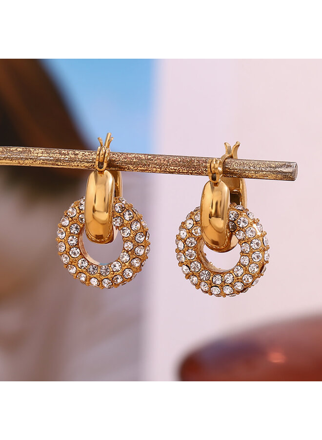 ANNETTE 18KGP DONUT HOOP HUGGIE EARRINGS