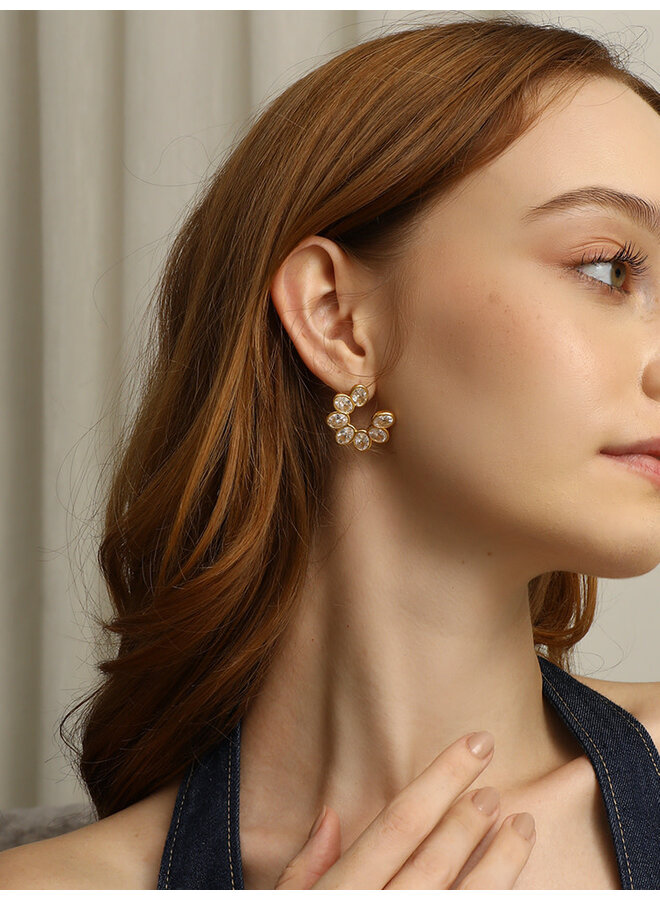 ACACIA 18KGP FLOWER STUD EARRINGS