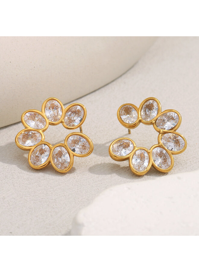 ACACIA 18KGP FLOWER STUD EARRINGS