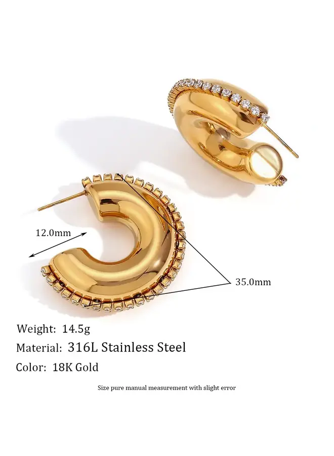ANALEIGH 18KGP ZIRCON LINED HOOP EARRINGS