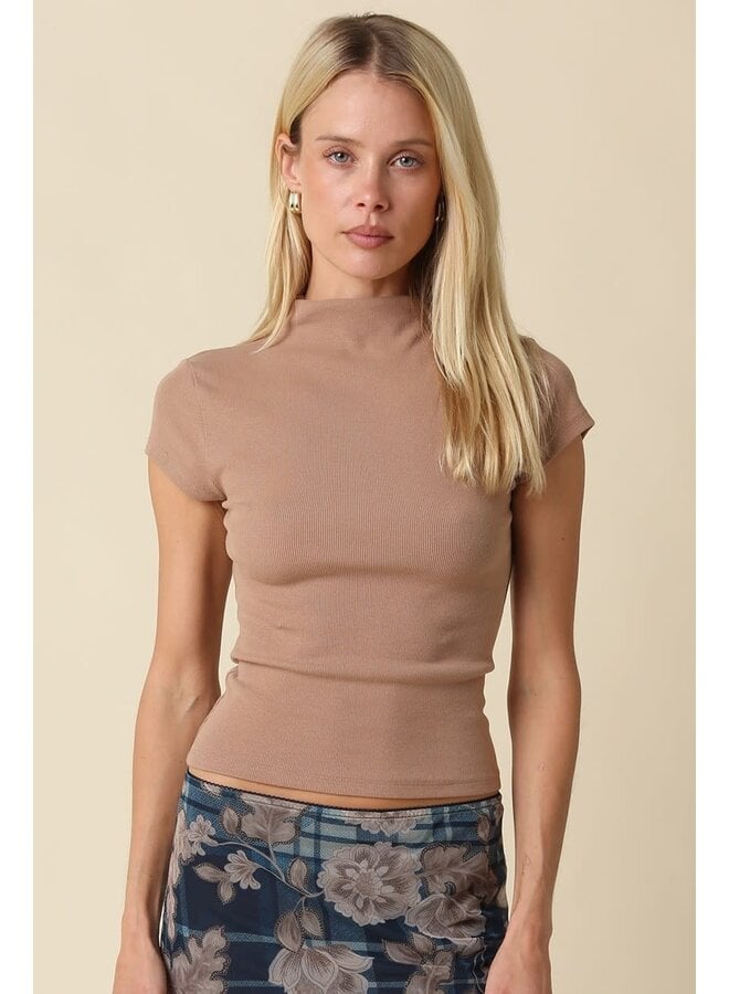 NOT SO BASIC MOCK NECK KNIT TOP-MOCHA