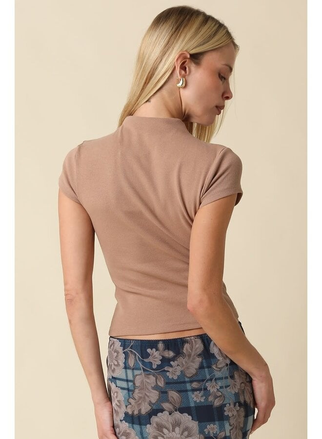 NOT SO BASIC MOCK NECK KNIT TOP-MOCHA